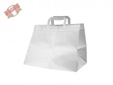 250 Stk. Tortentragetaschen Papiertragetaschen weiß 32+17x44 cm