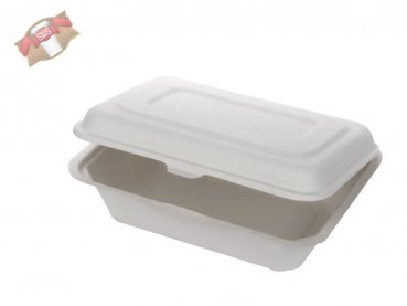 50 Stk. Lunchbox Menübox aus Zuckerrohr (Bagasse) ungeteilt 240x162x63 mm