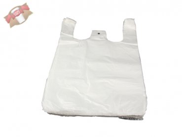 100 Stk. Hemdchentragetaschen Plastiktüten 30x16x52 cm (13 my) weiß