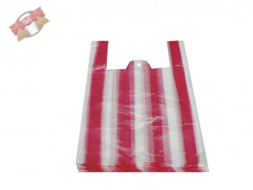 100 Stk. Hemdchentragetaschen rot weiß gestreift 24+11x44 cm