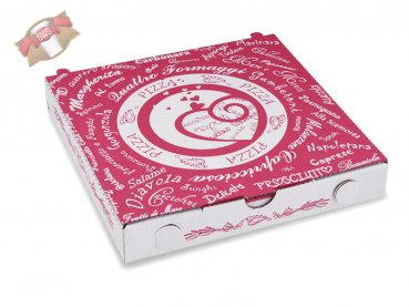 100 Stk. Pizzakarton Motiv "Pizzabelag" 20x20x3 cm Pizzaschachtel Pizzabox