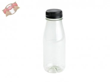 260 Stk. RPET Flaschen Trinkflasche Schraubverschluss 250 ml mit schwarzem Deckel