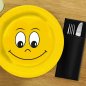 Preview: 250 Stk. Pappteller Frischfaser rund Ø 23 cm gelb Smiling Face mit Fettbarriere