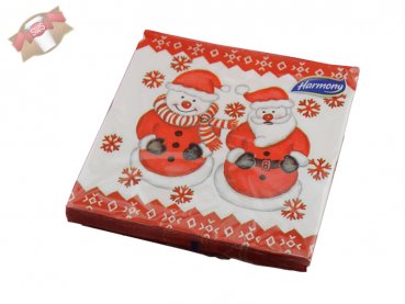 20 Stk. Weihnachtsservietten Schneemann 33x33 cm 1/4 F 3-lagig