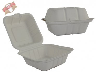 50 Stk. Hamburgerbox aus Zuckerrohr / Bagasse 150x150 mm