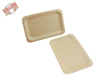 250 Stk. Pappteller Kuchenteller Recycling Karton braun 16 x 23 cm