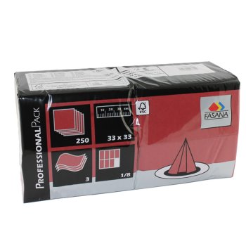 Preview: 250 Stk. Servietten 1/8 Falz 3-lagig 33x33 cm velvet bordeaux rot