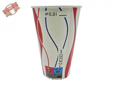 100 Stk. Pappbecher Spirale rot/blau 300 ml Ø 80 mm