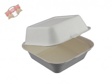 50 Stk. Hamburgerbox aus Zuckerrohr / Bagasse 450 ml 152x150 mm