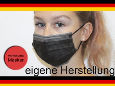 25 Stk. Mundschutz Masken medizinisch Gesichtsmaske Hygienemaske Einweg schwarz