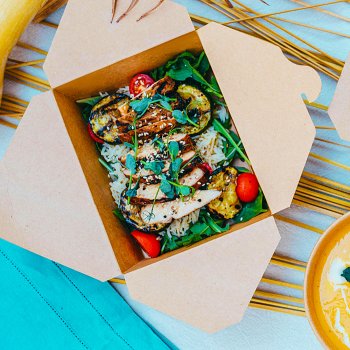 Preview: 50 Stk. Faltbox Food box FSC Mix/PE fettdicht kraft M 151x120x48 mm 1000 ml