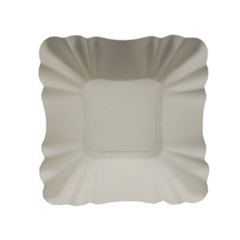 250 Stk. Pappschale eckig 9 x 9 x 3 cm weiß aus Recyclingkarton mit Fettbarriere