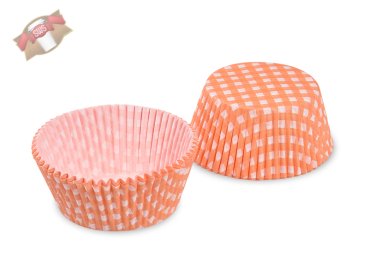 40 Stk. Gebäckkapseln Muffinförmchen Karo orange Ø 50x30 mm