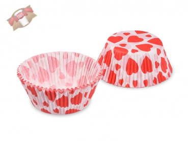 40 Stk. Gebäckkapseln Muffinförmchen rote Herzen Ø 50x30 mm