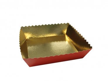 500 Stk. Gebäckschalen Plätzchenschalen Weihnachtsgebäck rot/gold 115 x 75 x 25 mm