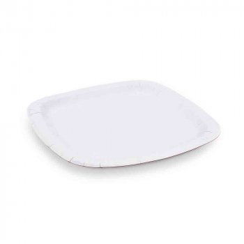 100 Stk. eckige Pappteller 24 x 24 x 1,5 cm weiß aus Frischfaser – Imbissteller