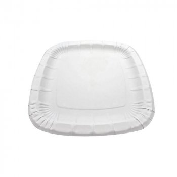 100 Stk. eckige Pappteller 24 x 24 x 1,5 cm weiß aus Frischfaser – Imbissteller