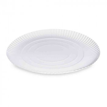 50 Stk. runde weiße Pappteller Ø 32 x 2,5 cm – Imbissteller & Kuchenteller
