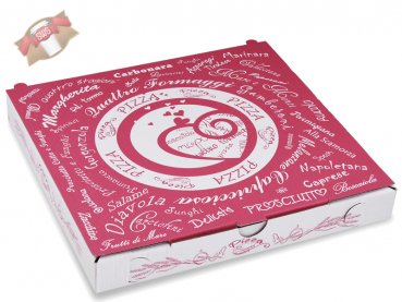 100 Stk. Pizzakarton Motiv "Pizzabelag" 24x24x3 cm Pizzaschachtel Pizzabox
