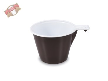 60 Stk. Henkeltassen Kaffeebecher 170 ml braun-weiß