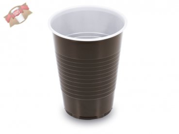 100 Stk. Kaffeebecher Becher braun-weiß 180 ml PP Ø 70 x H 86 mm