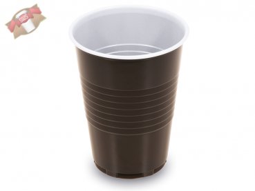 100 Stk. Kaffeebecher Automatenbecher braun-weiß 200 ml PS Ø 70 x H 90 mm