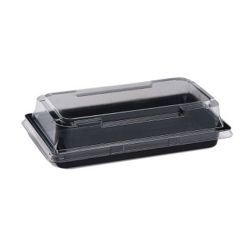 600 Stk. Sushi-Schalen PET schwarz mit Deckel 178 x 96 x 43 mm