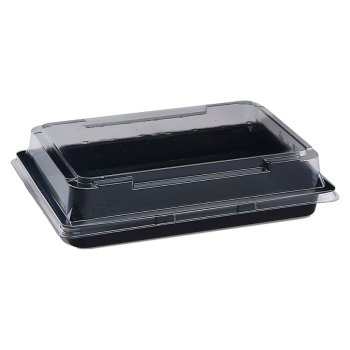 400 Stk. Sushi-Schalen PET schwarz mit Deckel 194 x 134 x 43 mm