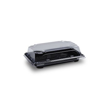 50 Stk. Sushi-Schale mit Deckel PP/rPET 165 x 118 x 45 mm schwarz/klar
