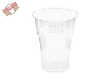 50 Stk. PLA Trinkbecher 500 ml Ø 102 mm klar Ausschankbecher Plastikbecher mit Einstrich