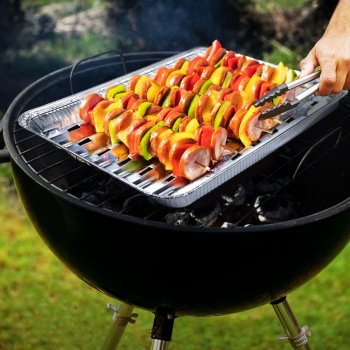 100 Stk. Grillpfannen Grillschalen ALU 34x22 cm