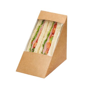 Preview: 500 Stk. Sandwichboxen Pappe mit Sichtfenster 123x123x82 mm für 3 Scheiben biologisch abbaubar.