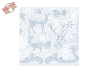 300 Stk. Servietten 40x40 cm Weihnachtsmotiv Bruno grau-silber