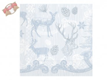 600 Stk. Servietten 3-lagig 40x40 cm Weihnachtsmotiv Bruno grau-silber