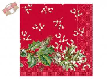 600 Stk. Servietten 3-lagig 40x40 cm Weihnachtsmotiv Elise rot