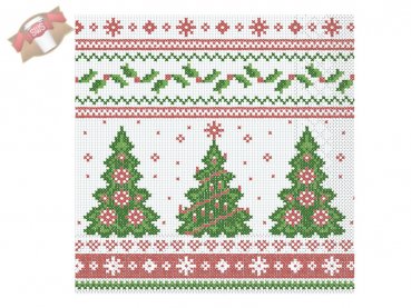 600 Stk. Servietten 3-lagig 33x33 cm Weihnachtsmotiv Gina rot-grün