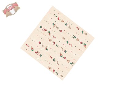 60 Stk. Weihnachtstischdecke aus Linclass 80x80 cm Tischdecke Motiv Grace beige-rot-grün