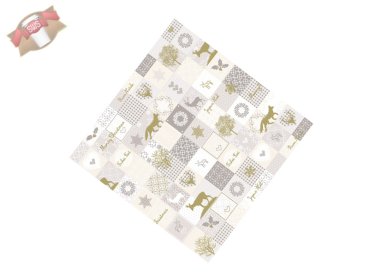 60 Stk. Weihnachtstischdecke aus Linclass 80x80 cm Tischdecke Motiv Pepe beige-gold