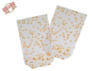 100 Stk. Weihnachts Bodenbeutel PP Goldsterne 180x300 mm