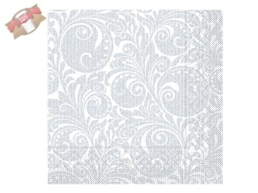 600 Stk. Weihnachts-Serviette 40 x 40cm 1/4 Falz 3lagig Motiv Jordan silber