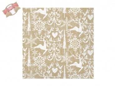 600 Stk. Weihnachts-Serviette 40x40 cm 1/4 Falz 3lagig Motiv BOB goldbraun