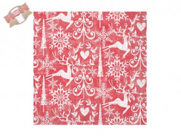 600 Stk. Weihnachts-Serviette 40 x 40 cm 1/4 Falz 3-lagig Motiv BOB rot