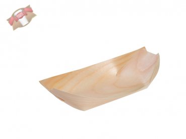 100 Stk. Holz Schiffchen Fingerfood Schale aus Holz 18x10,5x4 cm