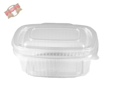 50 Stk. Feinkostbecher Salatschalen oval klar mit anhängendem Deckel 375 ml