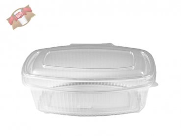 50 Stk. Feinkostbecher Salatschalen oval klar mit anhängendem Deckel 750 ml