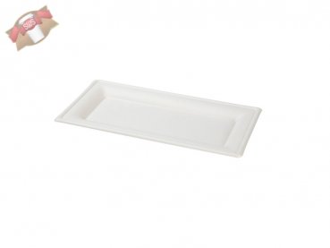 500 Stk. Zuckerrohr (Bagasse) Teller eckig 26x13 cm