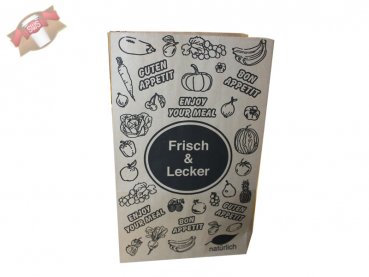 500 Stk. Bio Blockbeutel Braun "Made fresh just for you" 19+12x32cm