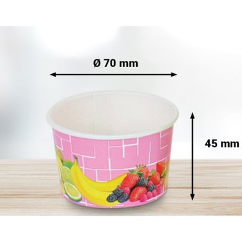 Preview: 50 Stk. Eisbecher Hartpapierbecher 80 ml Früchte pink Ø 70 x 45 mm