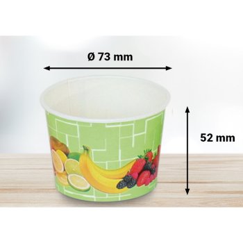 Preview: 45 Stk. Eisbecher Hartpapierbecher 100 ml Früchte Grün Ø 73 x 52 mm