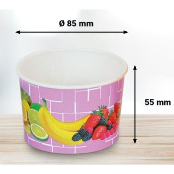 Preview: 45 Stk. Eisbecher Hartpapierbecher 190 ml Früchte Lila Ø 85 x 55 mm